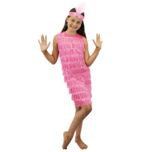 CHILDS 1920'S PINK FLAPPER DRESS FANCY DRESS COSTUME GIRLS GATSBY CHARLESTON - Picture 1 of 1