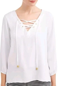 Women's Criss Cross Tie TopPOLYESTER SIZE SMALL BRAND Paper TEE - Picture 1 of 4