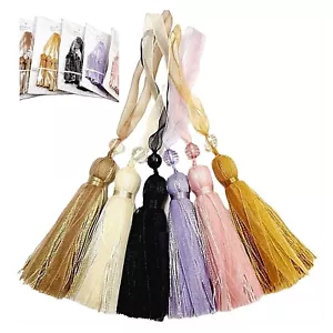 Ribbon Key Tassel Pretty Lace Bead Fabric Sewing Blind Trim 10cm + Loop Trimming - Picture 1 of 8