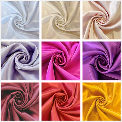 Silky Satin Fabric Dress Craft soft Plain Luxury Wedding Material 56" Wide meter - Image 1 of 2
