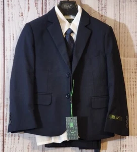 Kidz Navy Solid Boys Youth 5 2 Btn 5 Piece Suit - NWT - Picture 1 of 10