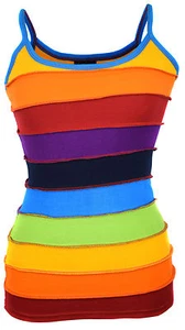 Top sin mangas nepalí de algodón hippie boho verano arco iris a rayas mosaico colorido - Imagen 1 de 4