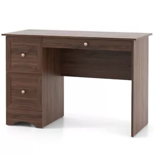 Wooden Computer Desk Workstation Writing Study Office Table W/ 3 Storage Drawers - Picture 1 of 11