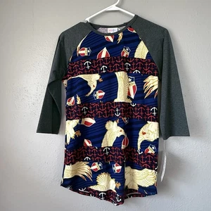 Camisa Top Lularoe Para Mujer Manga 3/4 Estampado Ancla Americana y Águila Talla XS - Imagen 1 de 7