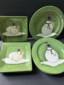 Juego de platos de cena Snowmates by Oneida muñeco de nieve verde Debbie Taylor Kerman (8) - Imagen 1 de 7