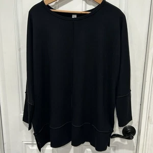 SPANX Sweatshirt Perfect Length, Dolman 3/4 Sleeve, Black, Soft Stretch, Sz L - Picture 1 of 7