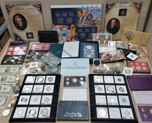 Estate Lot of Miscellaneous Coins, Currency, World Fair Medal, Silver Dollar OGP - Picture 1 of 24