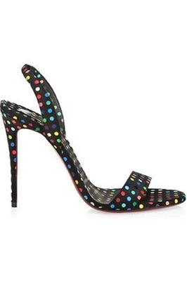 Christian Louboutin O MARYLIN 100 Boum Lunares Gamuza Tacones Sandalias Zapatos $795 Foto 1 de 4