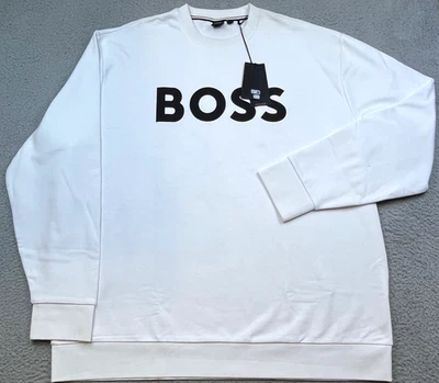 Hugo Boss Sweatshirt Mens 4XT Tall White Spell out Logo Long Sleeve Crewneck - Image 1 of 4