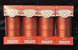 4 x Budweiser Aluminium Cups. Limited Edition Boxed. Brand New. Man Cave/Bar - Picture 1 of 2