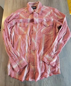 Camisa Western Wrangler Manga Larga Perla A Presión Roja Rayas, Rodeo, Para Hombre Mediana - Imagen 1 de 5