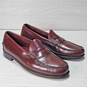Vintage Dexter Penny Loafers Men's 9M Oxblood Brown Leather Slip On Made in USA - Picture 1 of 14