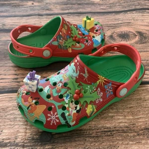 Disney Park 2023 Christmas Holiday Mickey & Friends Clogs Adult Crocs M4 W 6 - Picture 1 of 14