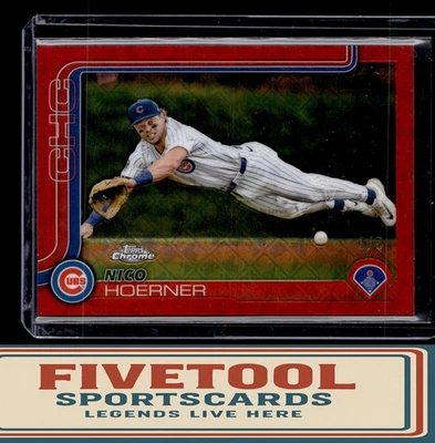 2025 Topps Chrome Logofractor Edition Nico Hoerner #107 Red Refractor /5 - Image 1 of 2