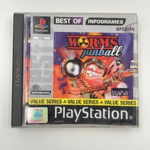 Worms Pinball Sony Playstation 1 PS1 Game Manual Disc Scratches Case Rough - Picture 1 of 16