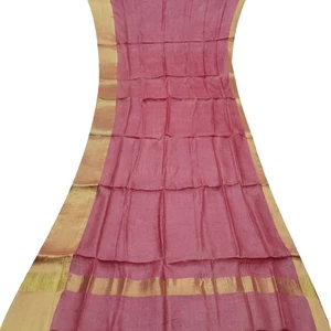 Namaste Vintage rosa Sari 100 % reine Seide gewebt indischer Sari 5 Jahre Handarbeit Stoff - Bild 1 von 6