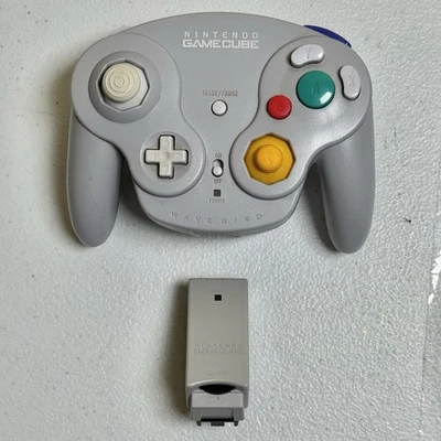 Nintendo GameCube Wavebird Controller OEM Gray DOL-004 w Receiver DOL-005 Tested - Image 1 of 4