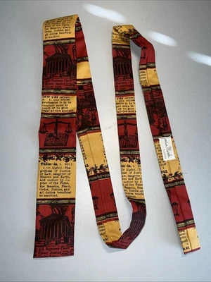 Corbata de cuello de abogado vintage de gallo novedad - algodón estampado a mano por Sun Fabrics EE. UU. Foto 1 de 4