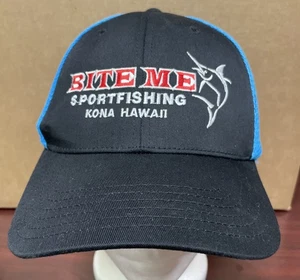 Bite Me Sport Angeln Netz Trucker Mütze Kappe Kona Hawaii Druckknopflasche Outdoor Bootfahren - Bild 1 von 7