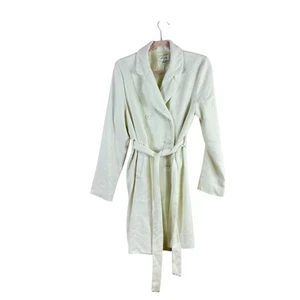 AURA womens size XL white tie waist doublebreasted tweed trench style coat - Picture 1 of 7