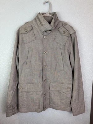 Kane & Unke Jacket Mens Large Gray Military Utility Modern Blazer Moto Style - Image 1 of 4