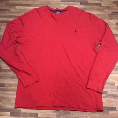 Polo Ralph Lauren Men's 100% Cotton Thermal Waffle Knit Sweatshirt Red • 2XLT - Image 1 of 4