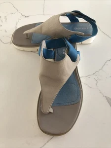 TSUBO Sz 6.5 Endora Sandal Gray Blue T Strap Adjustable Comfort Sport Thong - Picture 1 of 15
