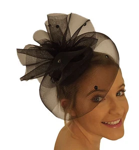 Women Headband Hat Weddings Ladies Day Race Royal Ascot Hat Fascinator Black - Picture 1 of 3
