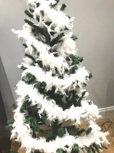 White Pink...Feather Boa Christmas Tree Decoration Strip Xmas  Ribbon Garland 2M - Picture 1 of 24