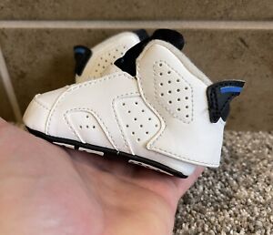 New Newborn Baby Air Jordan Retro 6 White/Sport Blue-Black Size 1c 525442-107