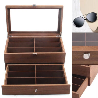 Caja organizadora de gafas de sol de 12 ranuras vitrina almacenamiento para mujeres hombres Foto 1 de 4