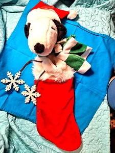 Snoopy Plush Christmas Stocking 21" Peanuts Snoopy Head Stocking 2011 Kurt Adler - Picture 1 of 11