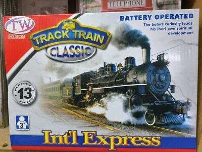 Juego clásico de vías de tren luces de motor de carro juguete para niños regalo a batería Reino Unido - Imagen 1 de 4