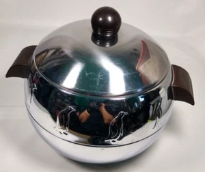 West Bend Penguin Ice Bucket HOT & COLD Server Bakelite Handles chrome USA MCM - Picture 1 of 11