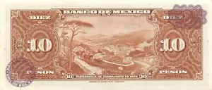 México 10 Pesos 24.4.1963 Series AIL Prefix M Circulated Banknote D37 - Picture 1 of 2
