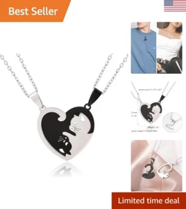 Yin Yang Couples Necklace Set - Stainless Steel Chain - Pet Lovers Gift - Picture 1 of 8