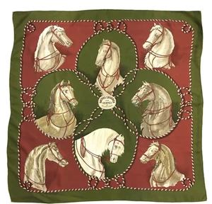 Neu HERMES "Brides Legeres" grün 100% Seide Schal 34" 90 cm Frankreich - Pferde - Bild 1 von 8