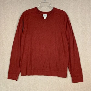 Suéter LL Bean Cashmere Para Hombres L-Reg Naranja Pullover Cuello en V Tejido Manga Larga - Imagen 1 de 9