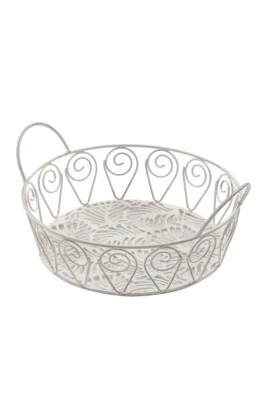 Metallkorb Aufbewahrungskorb Drahtkorb Gitterkorb Regalkorb antik weiß - Bild 1 von 3