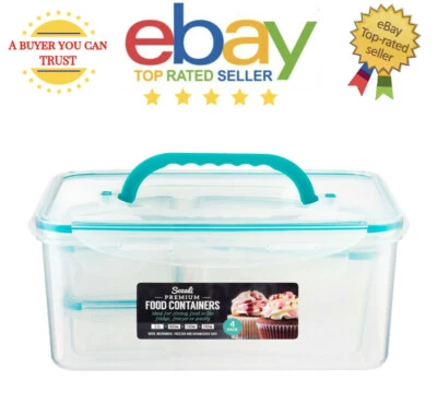 Premium Food Storage Containers Airtight Clip Lock and Lock Close Lid Set of 4 - Image 1 of 2