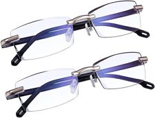 TERAISE Anti-Blue Ray Rimless Reading Glasses Fashion Diamond Cut Edge Design