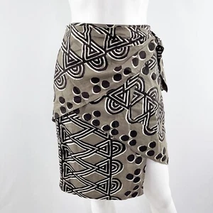 Anthropologie Maeve Brown EDESSA Wrap Skirt African Print Size 00P Casual Boho - Picture 1 of 9