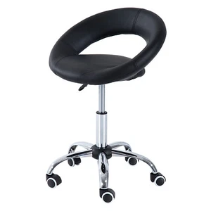 Rolling Salon Stool with Adjustable Height Hydraulic Swivel Saddle Chair Black - Picture 1 of 9