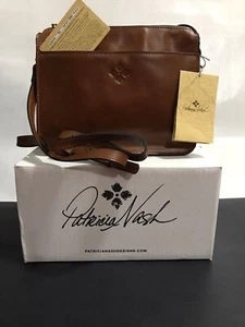 NEU Patricia Nash Nazaire Top Zip Crossbody Bag Heritage Tan 100% Leder Handtasche - Bild 1 von 18