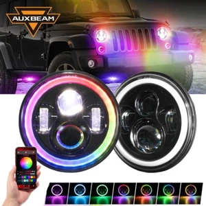 Auxbeam 7" Magic RGB LED Headlight Hi/Lo Beam DRL for Mazda Miata MX-5 1990-1997 - Picture 1 of 12