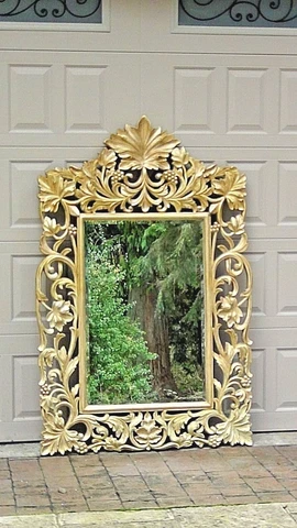 VINTAGE ITALIAN EXTRA LARGE ORNATE CARVED GILT FRAME BEVELED GLASS MIRROR 64"x42 Cover