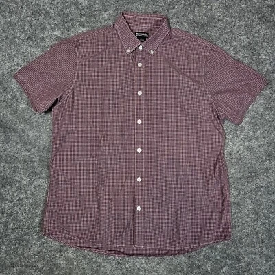 Michael Kors Shirt Men Size XL Red Black Plaid S/S Tailored Fit 100% Cotton - Image 1 of 4