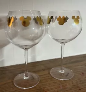 Mickey & Minnie Mouse Gin Glasses X 2 Gold Silhouette Wine / Gin Glasses Disney - Picture 1 of 9