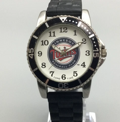 Minnesota Twins MLB Watch Men Silver Tone Baseball 38mm Game Time New Battery a1 Cover