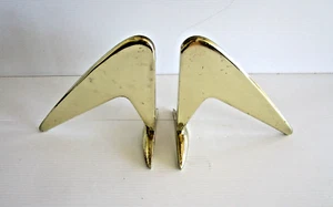 RARE Carl Aubock Vienna - Original 1950s Boomerang Brass Bookends - Mid Century - Picture 1 of 7